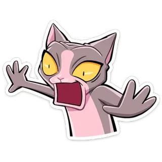 😱 61642f7e cat, angry, yelling, cartoon, feline, exasperated, shocked telegram sticker