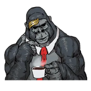 ☕ 490e215b 大猩猩, 商人, 咖啡, 领带, 西装 whatsapp sticker