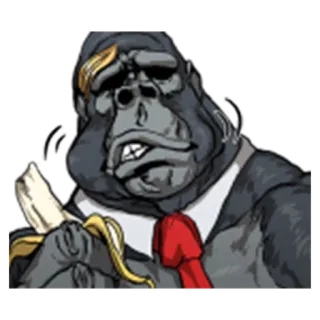 😎 ba694711 大猩猩, 香蕉, 西装, 卡通, 动物, 猿 whatsapp sticker