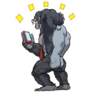 😊 c1c1c251 大猩猩, 猿, 电话, 商业, 动物, 卡通 whatsapp sticker
