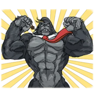 😤 d1fc635c 大猩猩, 动物, 商务, 领带, 香烟, 猿, 卡通, 肌肉 whatsapp sticker