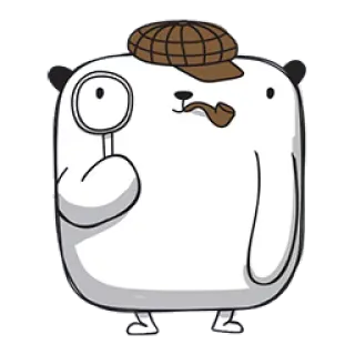 💎 fb080127 thám tử, gấu, kính lúp, mũ, tẩu, phim hoạt hình, động vật telegram sticker