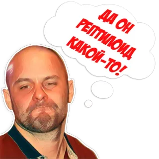 🦎 251759d2 ДА ОН РЕПТИЛОИД КАКОЙ-ТО! loài bò sát, âm mưu, Nga, đàn ông, suy nghĩ telegram sticker