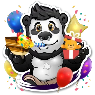 🎉 77e57f14 Panda, Geburtstag, Feier, Kuchen, Luftballons, Party telegram sticker