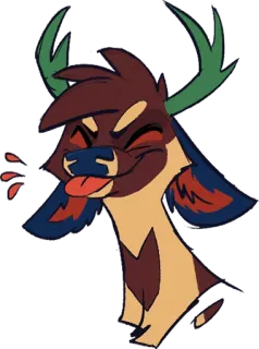 👅 194ec288 deer, cartoon, animal, cute, antlers, sticker telegram sticker