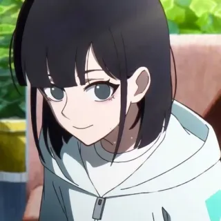 🌊 8254cdd6 аниме, мультфильм, женщина, девушка, портрет, улыбка, толстовка telegram sticker