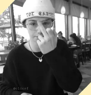 〽️ 427dacf0 lol carter środkowy palec, obraźliwy gest, nastolatek, lol, czapka, lol carter telegram sticker