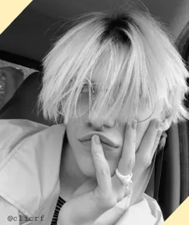 〽️ 4d4e7724 @clicrf portret, osoba, czarno-białe, włosy, okulary, selfie telegram sticker