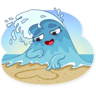 🌊 b3bb878b 波浪, 水, 海, 沙滩, 卡通, 绘画 telegram sticker