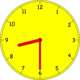 🕣 8c809236 時計, 時間, 8時30分, 8:30, 黄色, アナログ telegram sticker