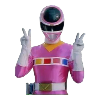 ✌ 13e8c900 パワーレンジャー, ピンクレンジャー, コスチューム, スーパーヒーロー, ピースサイン telegram sticker