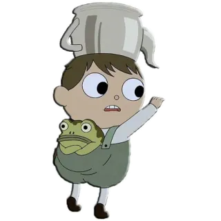 😕 153a2f3c Wirt Over the Garden Wall cartoon, character, frog, animated, tv show, pot, boy telegram sticker