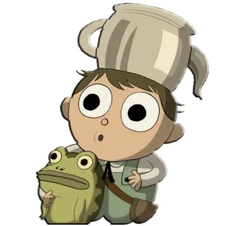 😮 adfd2530 Wirt Over the Garden Wall Wirt, Over the Garden Wall, cartoon, animated, character, frog, pot telegram sticker