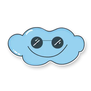 😎 2e8b531c облако, мультфильм, милый, погода, небо, очки, наклейка whatsapp sticker