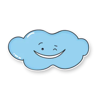 😉 53b40229 облако, мультфильм, погода, милый, улыбающийся, небо, синий whatsapp sticker