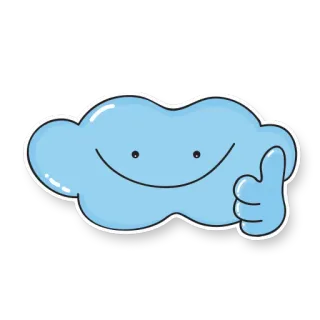 👍 6bf18aef облако, большой палец вверх, позитив, милый, погода, мультфильм whatsapp sticker