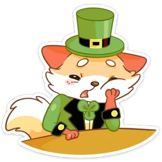 ☹️ 340b055b fox, leprechaun, saint patrick's day, shamrock, cute, cartoon, irish, hat telegram sticker
