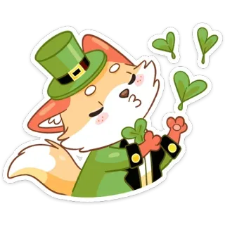 ❤️ aaa71a2c fox, leprechaun, st patricks day, clover, green, lucky, cartoon telegram sticker