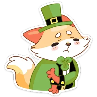 ☹️ deeb52b5 fox, leprechaun, irish, st patrick's day, cartoon, clover, cute telegram sticker