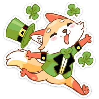 🥳 e0646ece fox, leprechaun, st patricks day, shamrock, clover, lucky, celebration, irish telegram sticker