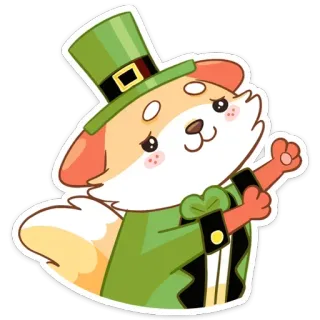 🤗 f2f237a5 fox, leprechaun, St. Patrick's Day, cartoon, cute, Irish, hat, green telegram sticker