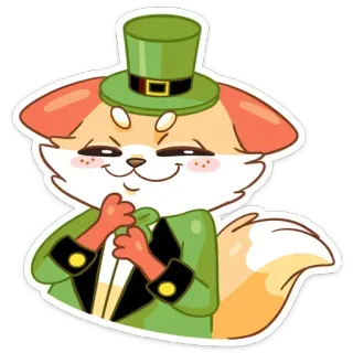 😈 fbedd58d dog, leprechaun, sticker, cartoon, shamrock, green, St. Patrick's Day telegram sticker