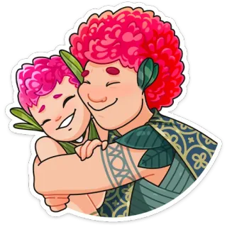 🤗 81c53529 cartoon, characters, hug, friendship, love, cute, floral whatsapp sticker