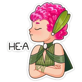 😝 f6c61236 HEA cartoon, person, pink hair, green, fantasy whatsapp sticker