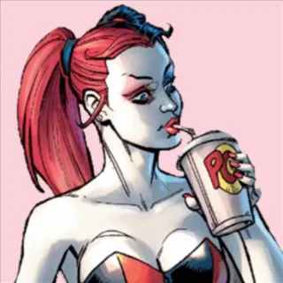 🦇 928e7748 Harley Quinn Harley Quinn, DC Comics, villain, drinking, superhero telegram sticker