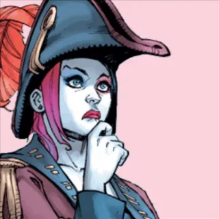 🦇 c41941c2 comic book, pirate, woman, hat, character, pink hair, artwork, portrait telegram sticker