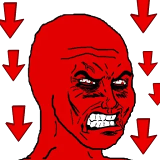 ⛔️ dff40f77 en colère, rouge, visage, mème, vote négatif whatsapp sticker