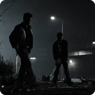 🌟 cd9b636d pria, malam, gelap, berjalan, jalan, hitam putih telegram sticker