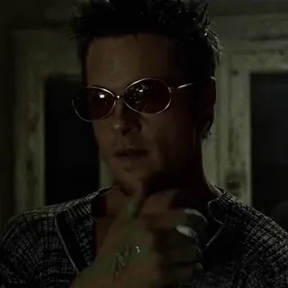 🤔 edad55be Tyler Durden Fight Club Tyler Durden, Fight Club, Brad Pitt, film, kekerasan telegram sticker