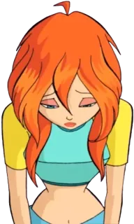 😞 0195a40d Bloom Winx Club мультфильм, фея, Блум, Винкс Клаб, грустный, расстроенный telegram sticker