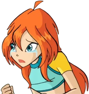 😢 700bc87c Bloom Winx Club мультфильм, плач, грустный, магия, фея, Винкс Клаб telegram sticker
