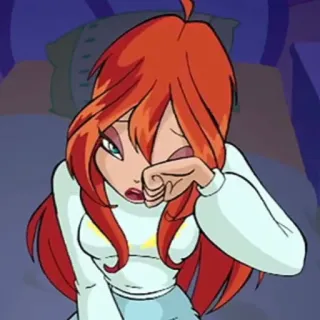 🤩 7c9d2f23 Bloom Winx Club Блум, Винкс Клаб, фея, мультфильм, сонный, девочка telegram sticker