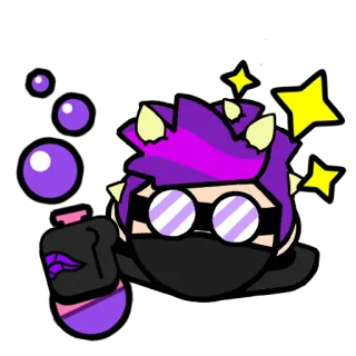 ✨ b1c568c6 personnage, dessin animé, violet, étoiles, bulles telegram sticker