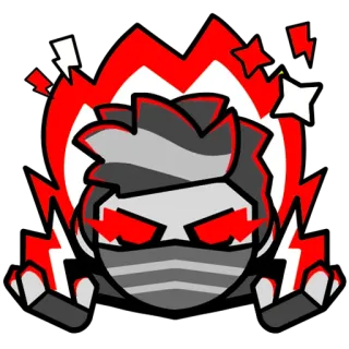 ✨ c4f6a16d Ninja, Rouge, En colère, Personnage, Combattant, Dessin animé telegram sticker