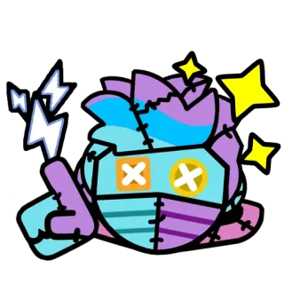 ⭐ cc597ca8 coeur, points de suture, dessin animé, zombie, mignon telegram sticker