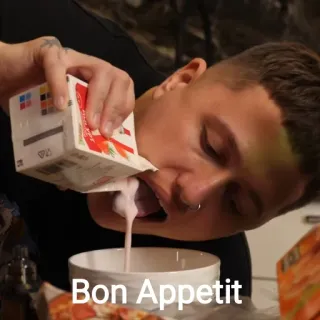 🥛 e93a1199 Bon Appetit Essen, Essen, Mahlzeit, Flüssigkeit, Gießen telegram sticker