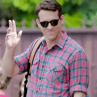 🔮 4046d6cc mężczyzna, machający, swobodny, okulary przeciwsłoneczne, powitanie telegram sticker