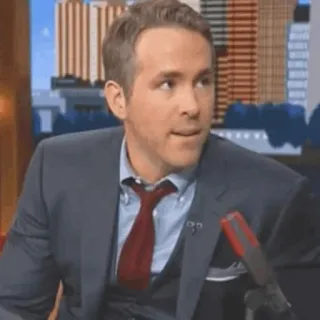 🔮 76d4ebd4 Ryan Reynolds aktor, celebryta, mężczyzna, garnitur, krawat, telewizja telegram sticker
