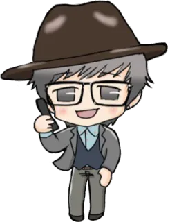 🤓 22246cff Cartone animato, Uomo, Cappello, Occhiali, Personaggio, Completo telegram sticker