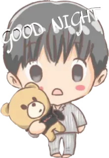 😴 4790af66 GOOD NIGHT buona notte, sonno, notte, cartone animato, orsacchiotto, ragazzo telegram sticker