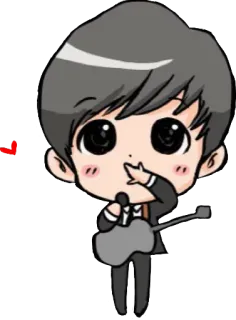 😘 48481175 Cartone animato, Chibi, Chitarra, Microfono, Musicista telegram sticker