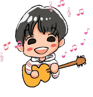 😊 6c190436 musica, chitarra, cartoni animati, carino, note musicali, kawaii, cantante telegram sticker