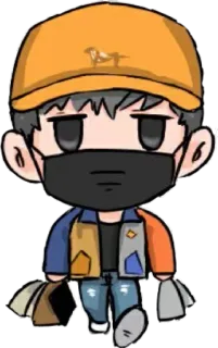 👋 9189268c Cartone animato, Persona, Giacca, Maschera, Cappellino, Camminare telegram sticker