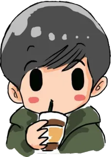 ☕ 91ab22c7 Cartone animato, Ragazzo, Bevanda, Caffè, Casual telegram sticker