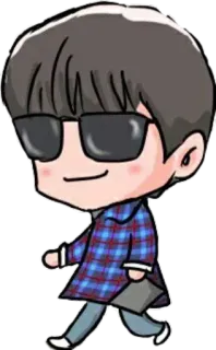 😎 cf4aecbe cartone animato, occhiali da sole, camminare, persona, moda, stile telegram sticker