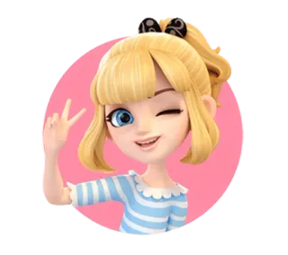✌ 171c0dd9 cartone animato, capelli biondi, ragazza, che fa l'occhiolino, segno di pace, carino telegram sticker